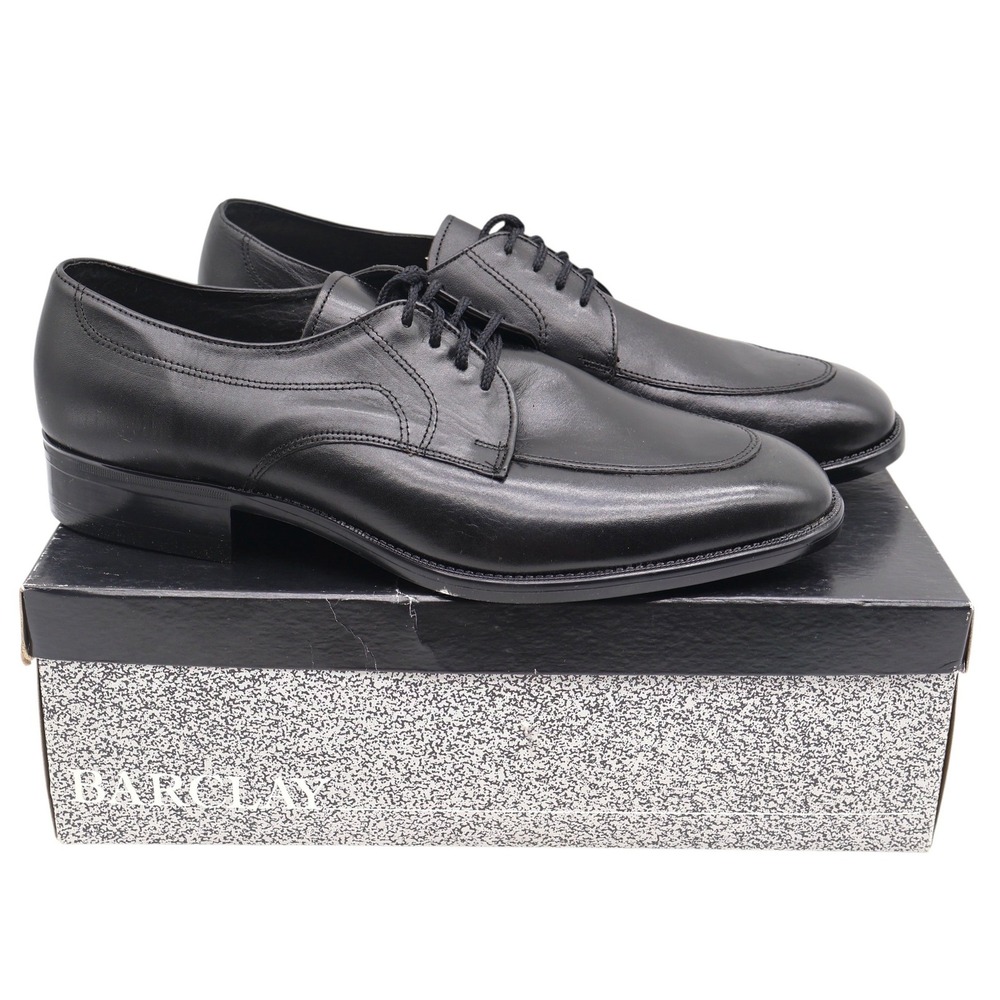Barclay Oxford Dress Shoes Mens 12 D Vintage Black Leather U-Toe Deadstock 48011